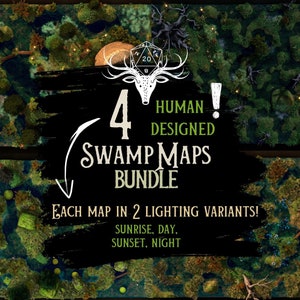 Swamp Maps Pack | Vom Menschen Entworfene D&D Map Bundle | DnD Karte | D&D Digitale Karte | Dungeons and Dragons | RPG Lagerkarten | NICHT AI | Gießerei