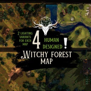 Witchy Wald Karten | Hexenhütten | Menschengestaltet | D&D 3D Map Bundle | D&D Digitale Karte | Dungeons and Dragons | NICHT AI | Gießerei