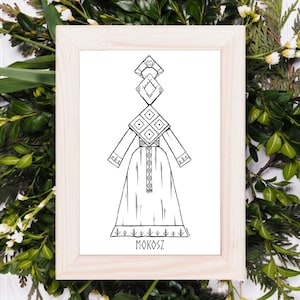 Mokosz Goddess | Mother Earth Illustration | Mokosh Women Protector | Line Art | Slavic Fertility Goddess | Pagan Wiccan Folk Art | Feminine