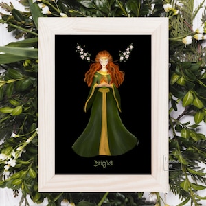 Brigid Goddess Art Print | Brigid Art Print | Irish Goddess Poster | Celtic Goddess | Pagan Wiccan Folk | Shrine Decor | Altar Illustration