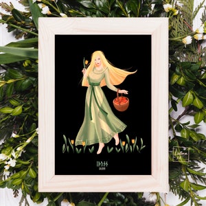 Idunn Art Print | Idun Norse Spring Goddess Poster | Viking Gods | Pagan Wiccan Folk | Home Decor | Chram | Shrine