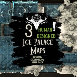 Mapy Pałacu Lodowego | 3-poziomowy Zamek Lodowy | Lochy Lodowe | Mapa DnD Battle zaprojektowana przez człowieka | Lochy i Smoki | Mapy RPG | Mapa NIE AI | D&D