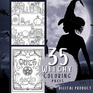 Witch Coloring Pages Vol. 1 | Potion Coloring Page | Witchcraft | Witchy Aesthetic | Adult Coloring Book | Printable Coloring Pages