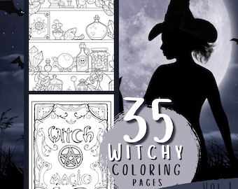 Witch Coloring Pages Vol. 1 | Potion Coloring Page | Witchcraft | Witchy Aesthetic | Adult Coloring Book | Printable Coloring Pages
