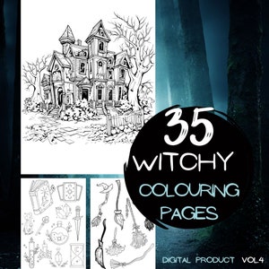 Witch Coloring Pages | Witchy Potion Coloring | Spooky Coloring | Witchcraft | Witchy Aesthetic | Adult Printable Coloring Book | Hand Drawn