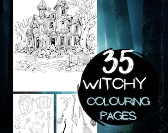 Witch Coloring Pages | Witchy Potion Coloring | Spooky Coloring | Witchcraft | Witchy Aesthetic | Adult Printable Coloring Book | Hand Drawn
