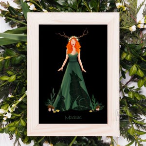 Medeine | Medeina | Forest Goddess | Protector of the Forest | Lithuanian Goddess | Deity | Pagan Wiccan Folk | Shrine | Altar Illustration