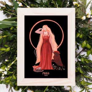 Freya Art Print v. 1B | Freyja Norse Goddess Poster | Viking Gods | Pagan Wiccan Folk | Home Decor