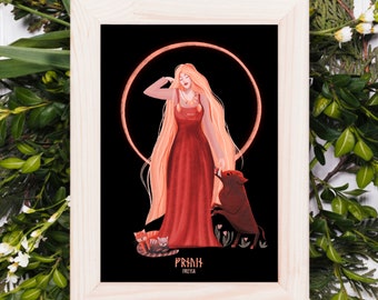 Freya Art Print v. 1B | Freyja Norse Goddess Poster | Viking Gods | Pagan Wiccan Folk | Home Decor