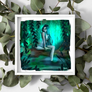 Rusalka Art Print | Slavic pagan Art  | Rusalka Art Painting | Kupala Poster| Slavic girl Art | Summer Solstice | Pagan Wiccan Folk