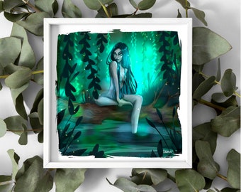 Rusalka Art Print | Slavic pagan Art  | Rusalka Art Painting | Kupala Poster| Slavic girl Art | Summer Solstice | Pagan Wiccan Folk