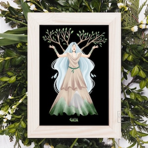Gaia Goddess Art Print | mother Earth Goddess | Gaia | Folk Art | Pagan Art | Greek Mythology