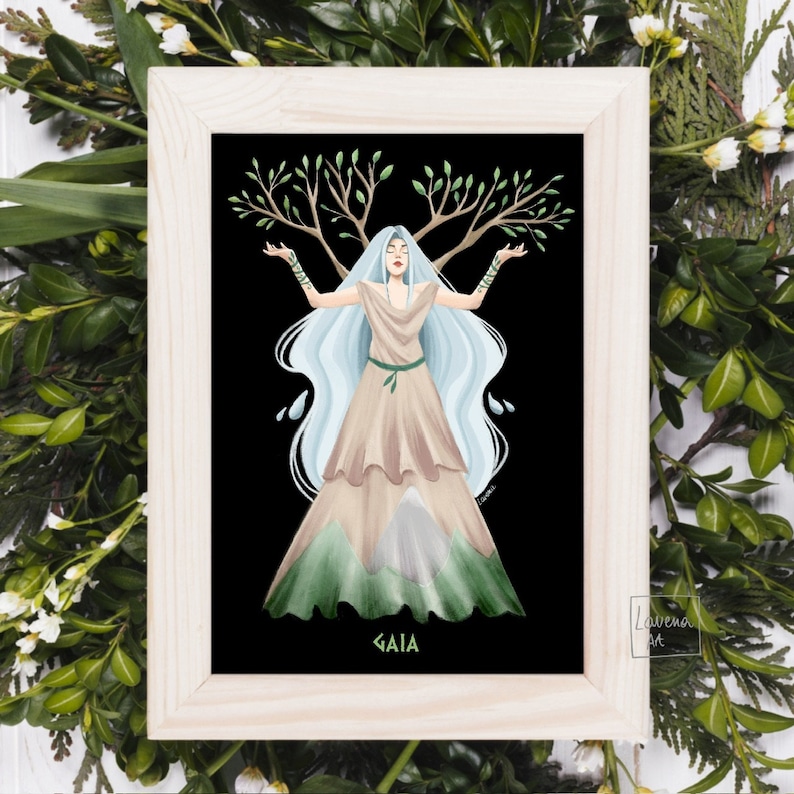 Gaia Goddess Art Print | Mother Earth Goddess | Gaia | Folk Art | Pagan ...