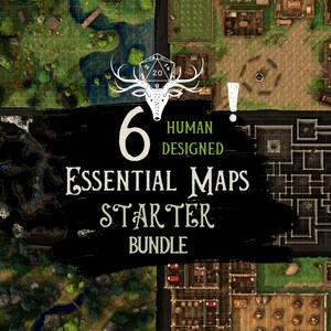 Essential Maps Starter Pack, 6 Maps Bundle | Human Designed DnD Battle Map | D&D Digital Map | Dungeons and Dragons, RPG maps | NOT AI