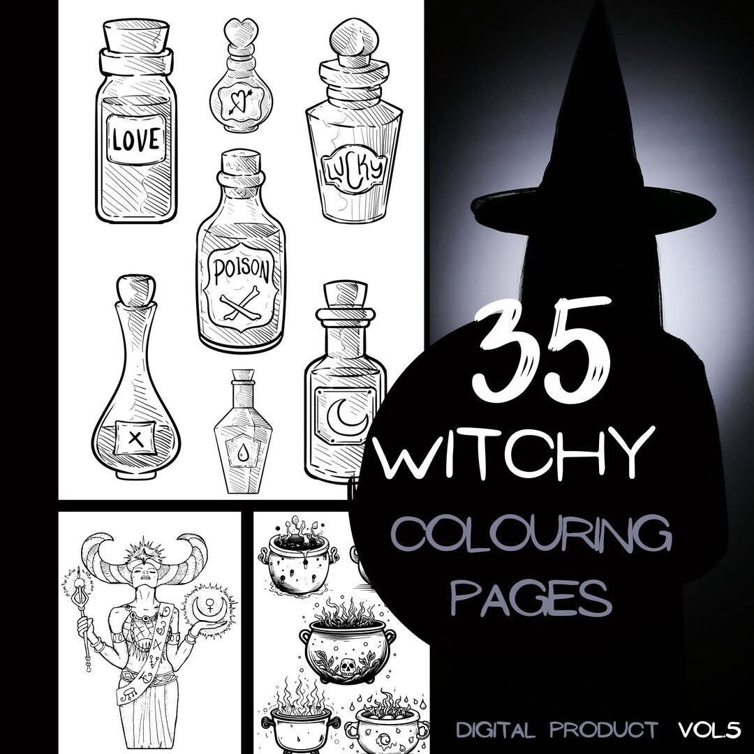 Witchy Potion Coloring Page | Witch Coloring Pages | Spooky Houses ...