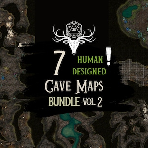 Cave Maps Pack Human Designed | 7 Map Bundle | DnD Battle Map | D&D Digital Map | Dungeons and Dragons, RPG maps | NOT AI | Roll20