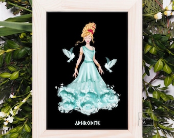 Aphrodite Art Print | Love Goddess | Goddess of Beauty | Fertility Goddess | Afrodyta | Folk Art | Pagan Art | Greek Mythology