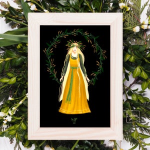 Sif Goddess Art Print | Harvest Goddess Poster | Norse Goddess |Illustration | Fertility Patron | Viking Gods |  Folk Home Decor