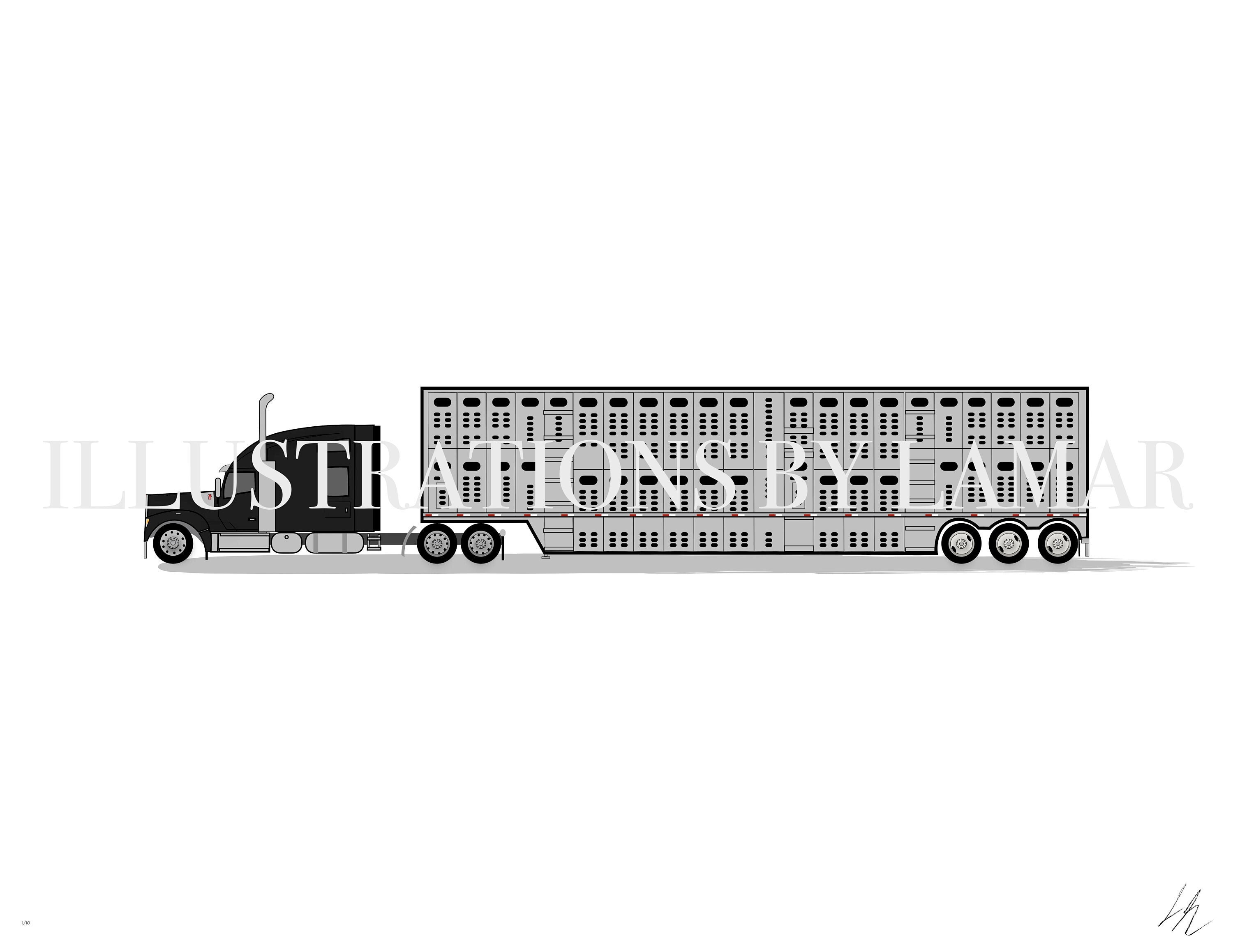 Kenworth W990 with Livestock Trailer | Downloadable Artwork