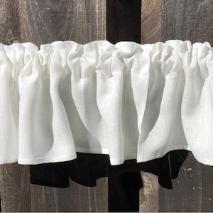 Window Valance - 100% Linen-Great For A Farmhouse or Country Kitchen Look In Off White - Many Sizes