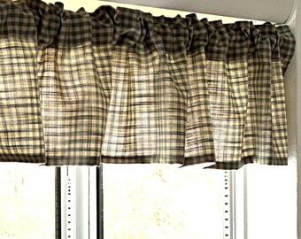 Cornflower Blue Window Valance: Woven Polyester Farmhouse Kitchen Decor