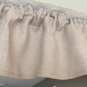 Natural Linen Window Valance: Rustic Farmhouse Taupe Curtain