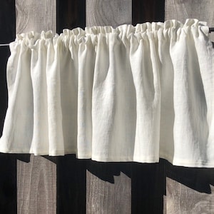 Soft Washed 100% Linen Valance. Farmhouse or Country Kitchen Curtain Valance-Cream Color or White