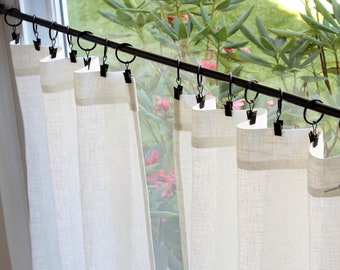 Cafe Curtains Made in semi sheer off white 100% linen.