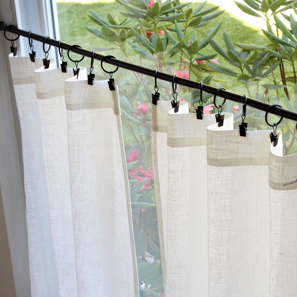 Cafe Curtains Made in semi sheer off white 100% linen.