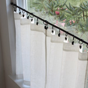 Semi Sheer, 100% Linen Café Curtain A Great Look For A  Farmhouse or Country Kitchen Off White Café Curtain Shabby Chic Room