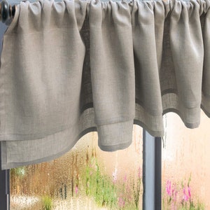 Window Valance, 100% Linen. Farmhouse or Country Kitchen Curtain Valance Great  Shabby Chic Look