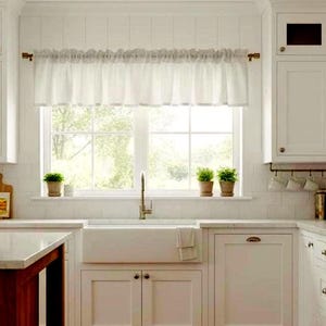 Window Valance - 100% Linen-Great for A Farmhouse or Country Kitchen Look in Off-White, White, or Natural - Many Sizes
