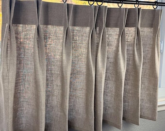 Natural Double Pleated 100% Linen-Unlined