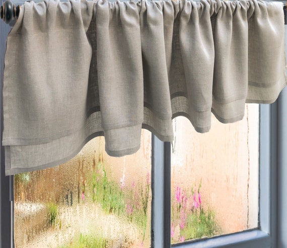 Linen Window Valance: Farmhouse Country Kitchen Curtain