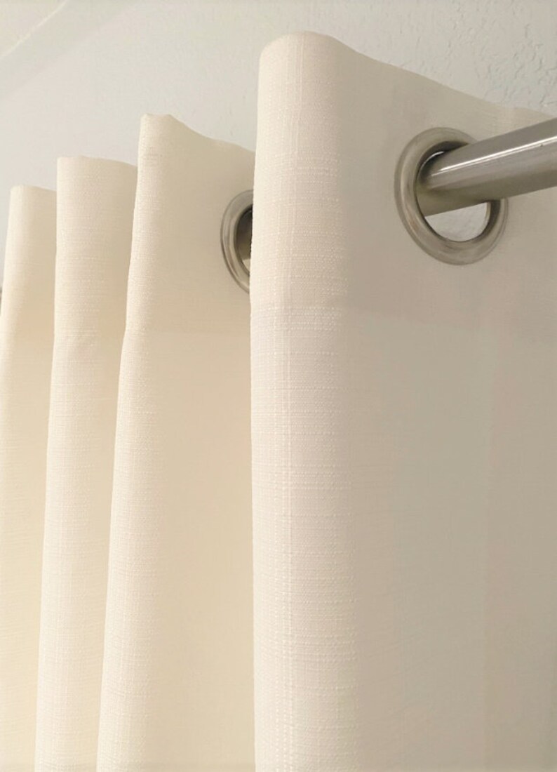 Short Cream Drape Linen Look Nickel Metal Grommets curtains Etsy