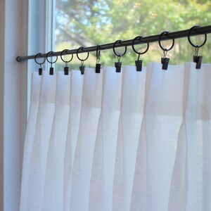 White LINED - Pleated Café Curtains - Made with 100% Linen - A Great Look For A Country kitchen. Price is For One Panel image 6