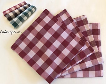 Buffalo Check Set Of Table Napkins - Country Kitchen Farmhouse - Home Decor Every Day Cloth Plaid Gingham -  Various colors