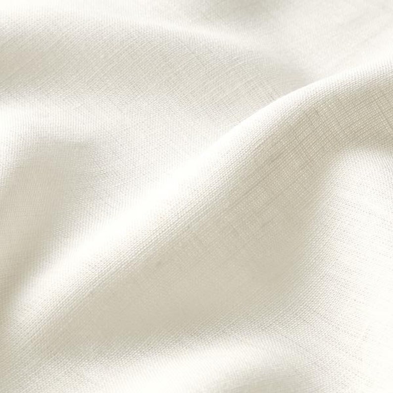 LINED Off White Double Pleated Cafe Curtains 100% Semi Sheer Linen. Made In The USA. image 9