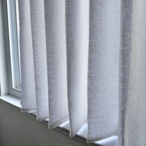 White LINED - Pleated Café Curtains - Made with 100% Linen - A Great Look For A Country kitchen. Price is For One Panel image 5
