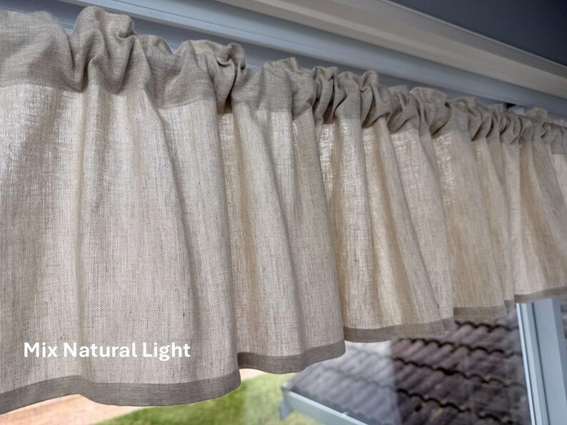 Natural Linen Window Valance: Rustic Farmhouse Taupe Curtain - Etsy