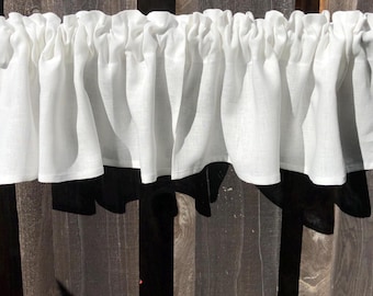 Linen Farmhouse Valance: Off-White Country Kitchen Window Treatment