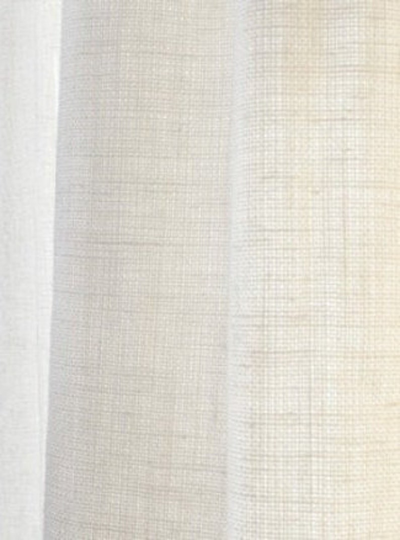 LINED Off White Double Pleated Cafe Curtains 100% Semi Sheer Linen. Made In The USA. image 8