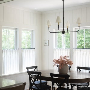 Double Pleated Cafe Curtains 100% Semi Sheer Off White Linen Great Look For A Country kitchen Or Farmhouse Look. image 2