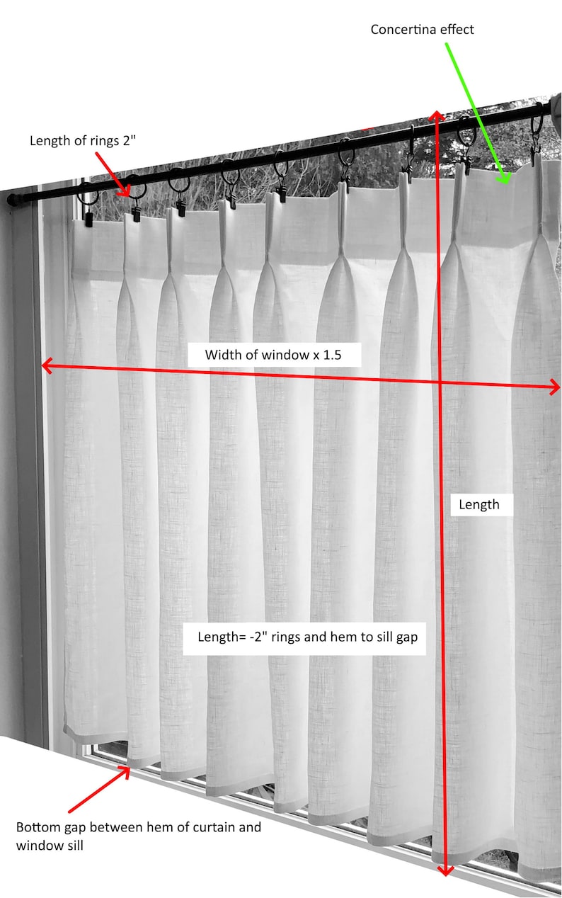 LINED Off White Double Pleated Cafe Curtains 100% Semi Sheer Linen. Made In The USA. image 7