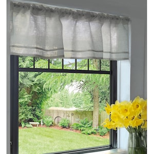 Custom Made Linen Window Valance: Cottage Farmhouse Style - Country Casual Great Shabby Chic Look - Made in USA