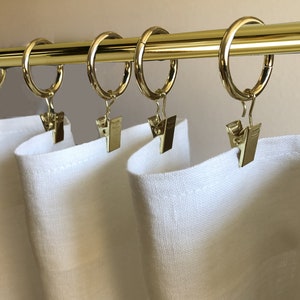 Black Or Brass Finish Café Curtain Rings With Clips Rings are 1 diameter Brass