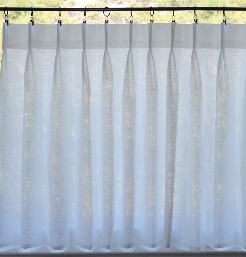 White Pleated Cafe Curtains Made With 100% Semi Sheer - Etsy