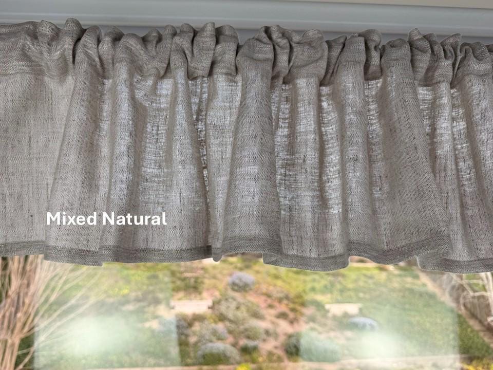 Natural Linen Window Valance: Rustic Farmhouse Taupe Curtain - Etsy