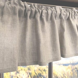 Natural Linen Window Valance: Rustic Farmhouse Taupe Curtain