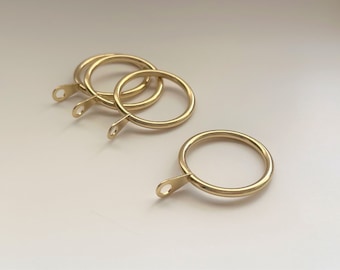 Set of 6 Brass Curtain Rings: Metal Café Curtain Hardware (1.25" ID)